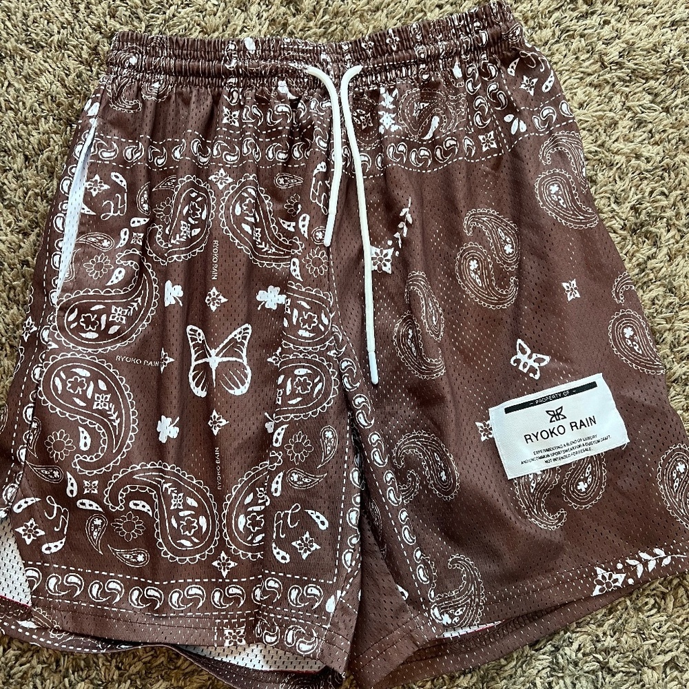Ryoko Rain Paisley Mesh Shorts brown and white size XL
